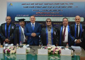 الدكتور حمدان ربيع رئيس جامعة دمياط  يستقبل رئيس اللجنة العلمية الدائمة للتربية الفنية ويشهد مناقشة رسالة دكتوراه بكلية التربية النوعية